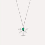 Elysian White Gold Necklace with Emerald and Diamond Stones