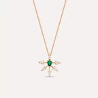 Elysian Rose Gold Necklace with Emerald and Diamond Stones