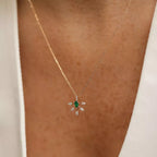 Elysian Rose Gold Necklace with Emerald and Diamond Stones