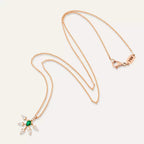 Elysian Rose Gold Necklace with Emerald and Diamond Stones