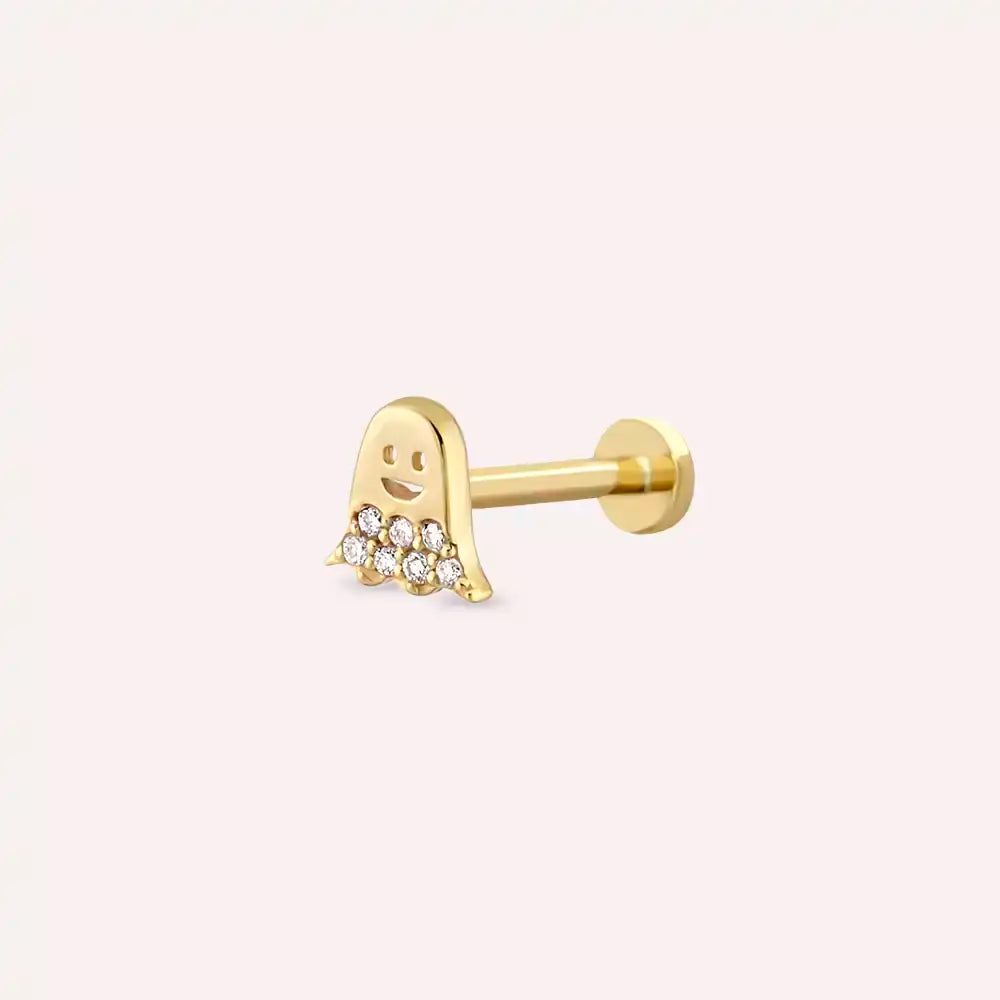 Casper Pırlanta Taşlı Sarı Altın Piercing