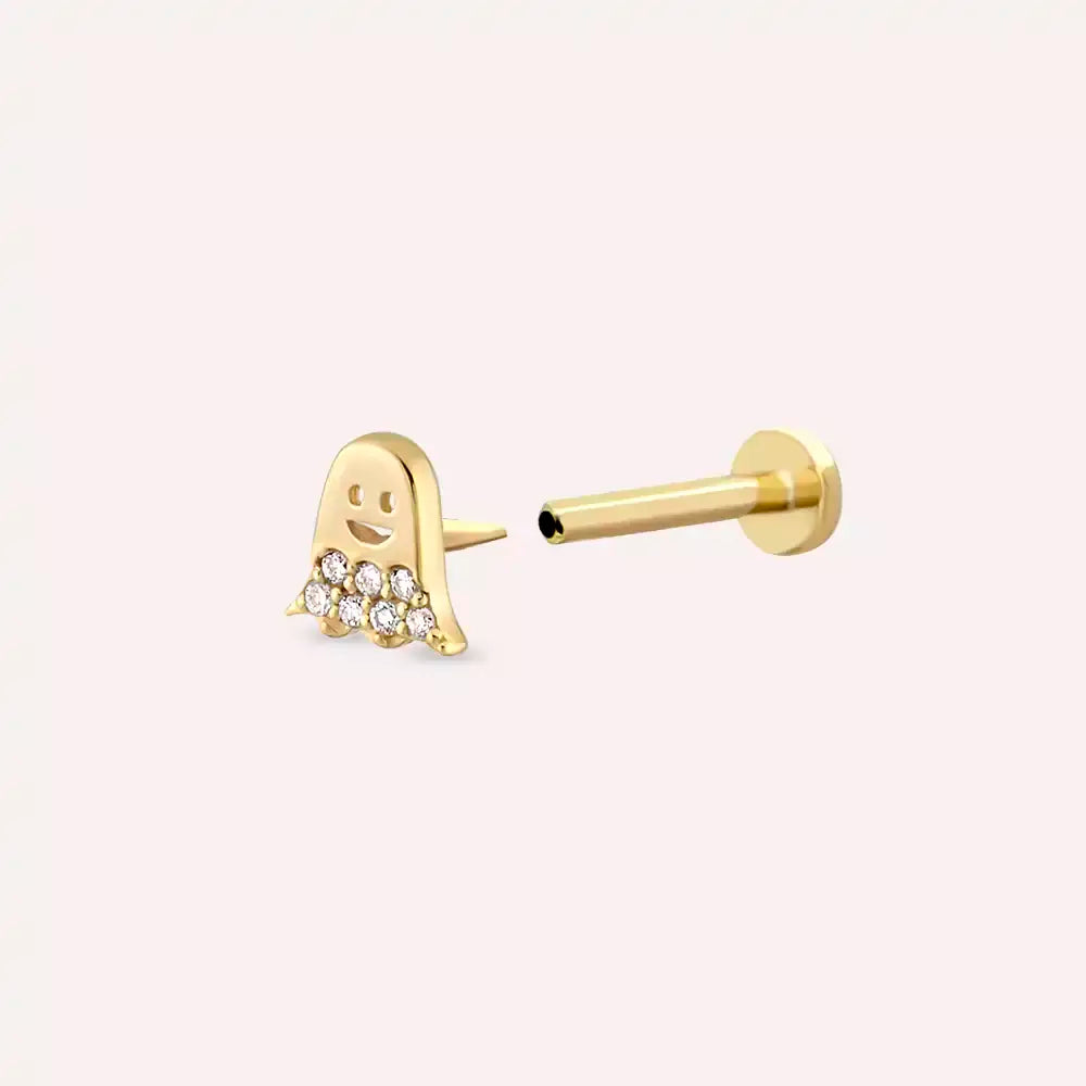 Casper Pırlanta Taşlı Sarı Altın Piercing