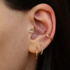 Casper Pırlanta Taşlı Sarı Altın Piercing