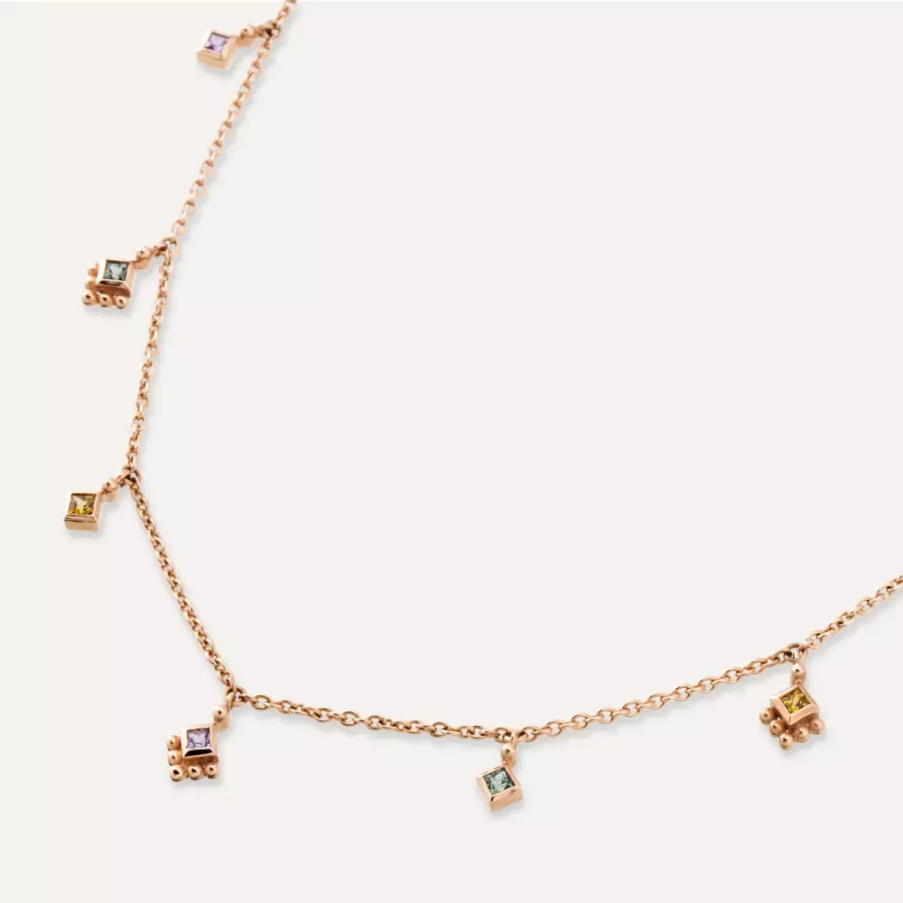 Cassiopeia Multi-color Sapphire Rose Gold Necklace