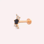 Chic Black Siyah Pırlanta Taşlı Rose Altın Piercing