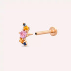 Chic Multicolor Safir Taşlı Rose Altın Piercing