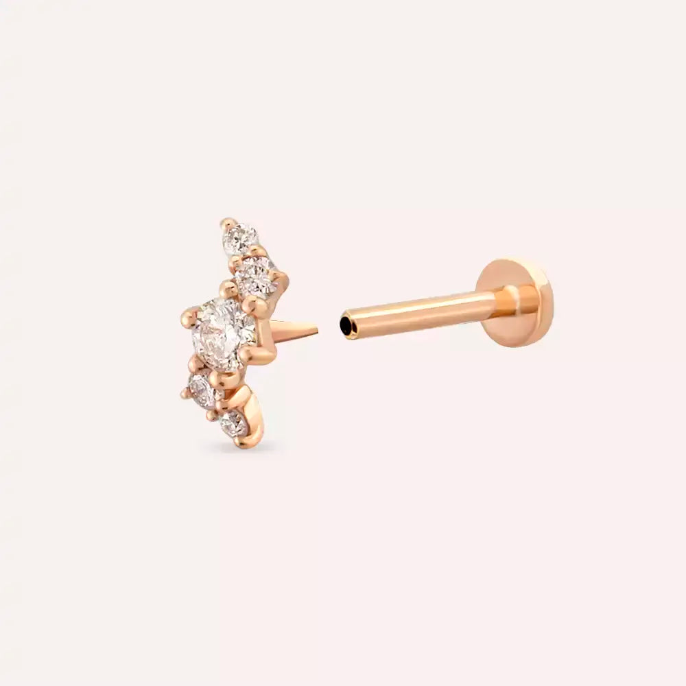 Chic Pırlanta Taşlı Rose Altın Piercing