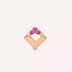 Clara Yellow ve Pink Safir Taşlı Rose Altın Piercing