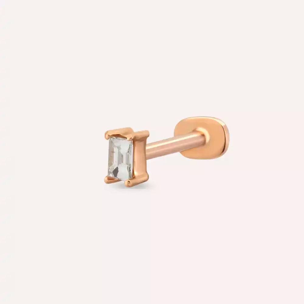 Classic Pırlanta Taşlı Rose Altın Piercing
