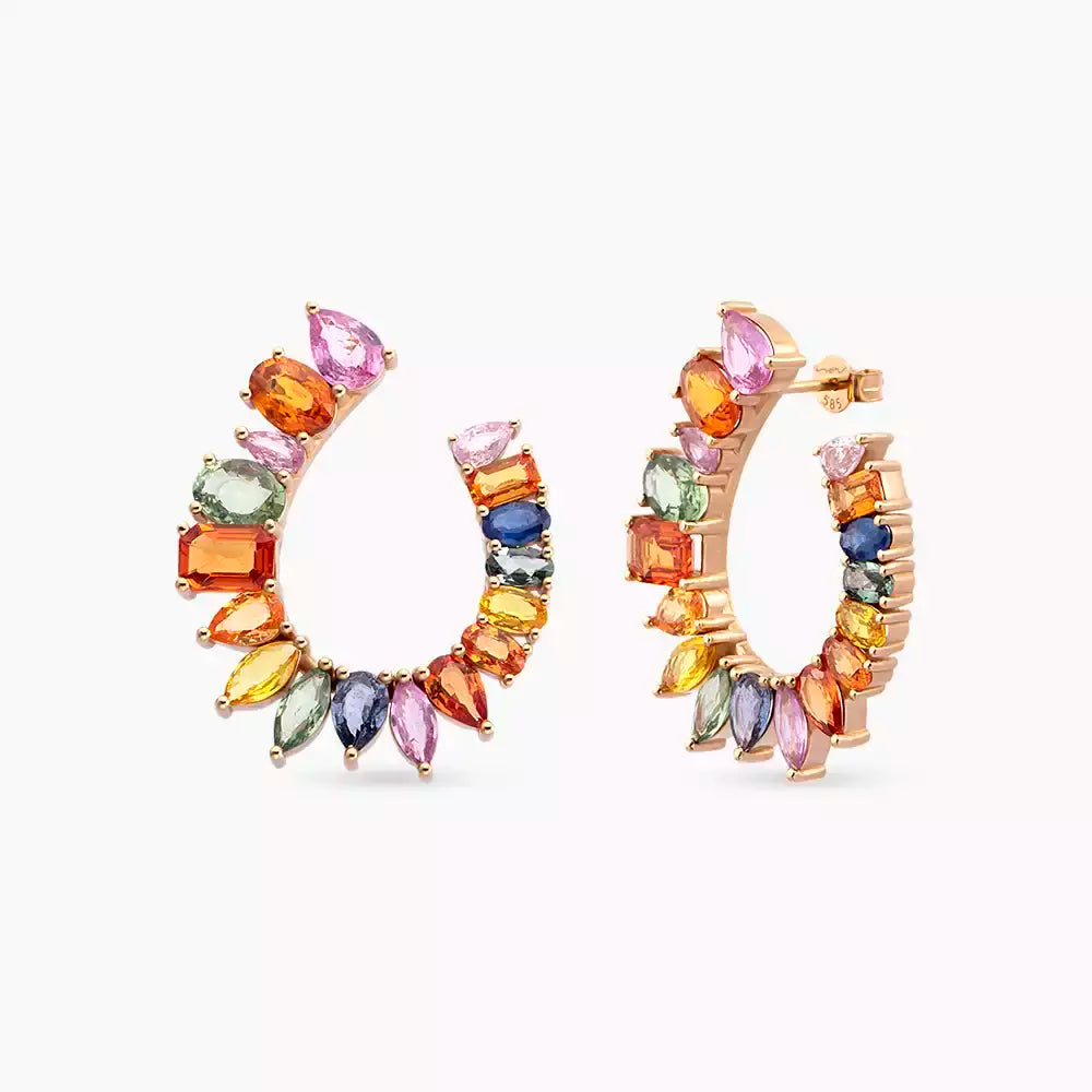 Confetti Multicolor Sapphire Rose Gold Earrings