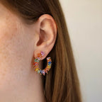 Confetti Multicolor Sapphire Rose Gold Earrings