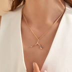 Branch Blue Sapphire and Diamond Rose Gold Necklace