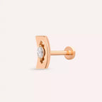 Noir Pırlanta Taşlı Rose Altın Piercing