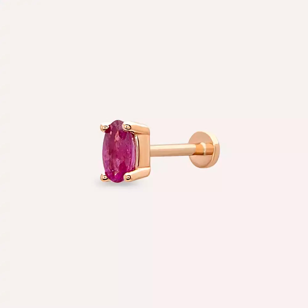 Crimsa Yakut Taşlı Rose Altın Piercing