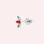 Nora Multi-Color Sapphire White Gold Single Earring