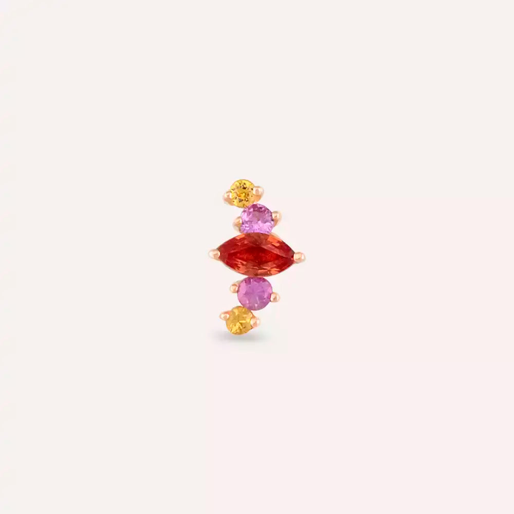 Nora Multicolor Safir Taşlı Rose Altın Piercing