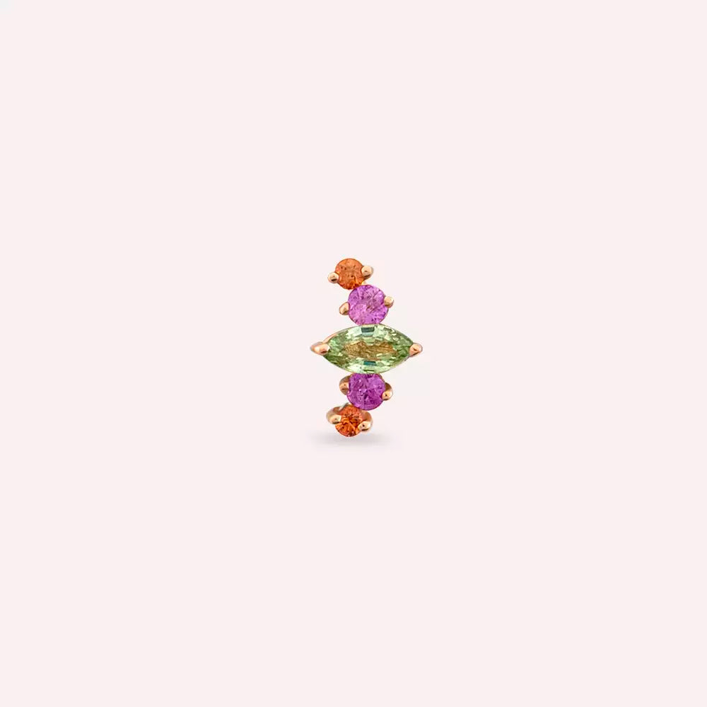 Nora Multicolor Sapphire Rose Gold Single Earring