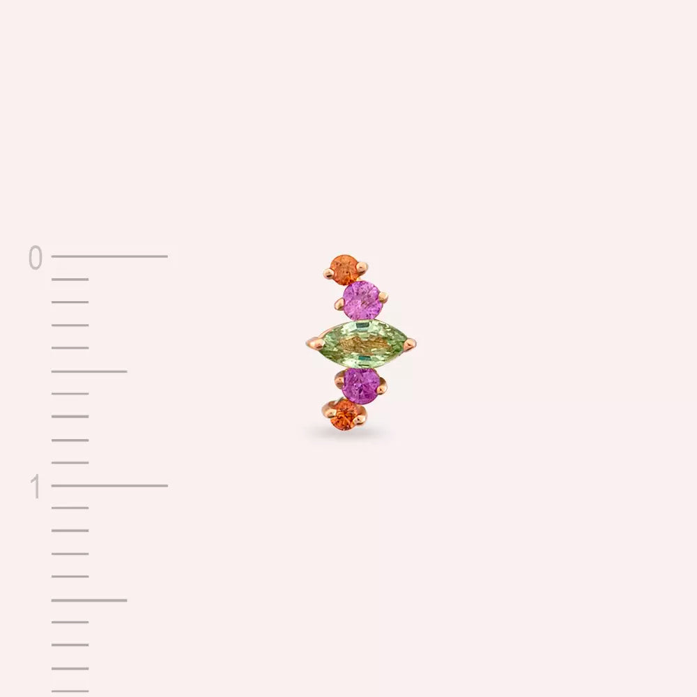 Nora Multicolor Sapphire Rose Gold Single Earring