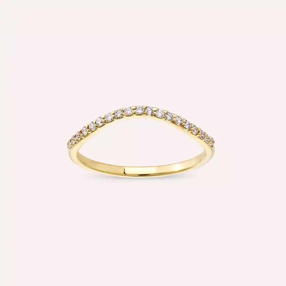 Bent 0.15 CT Diamond Yellow Gold Ring
