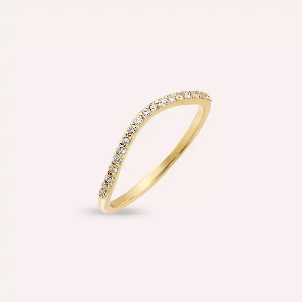 Bent 0.15 CT Diamond Yellow Gold Ring