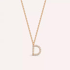 D Harf 0.09 CT Pırlanta Taşlı Rose Altın Kolye