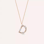 D Harf 0.70 CT Pırlanta Taşlı Rose Altın Kolye