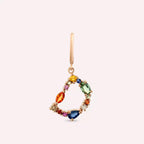 D Letter Multicolor Sapphire and Brown Diamond Single Earring