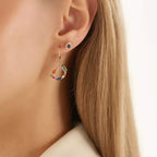 D Letter Multicolor Sapphire and Brown Diamond Single Earring