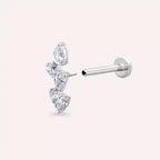 Dainty Pırlanta Taşlı Beyaz Altın Piercing