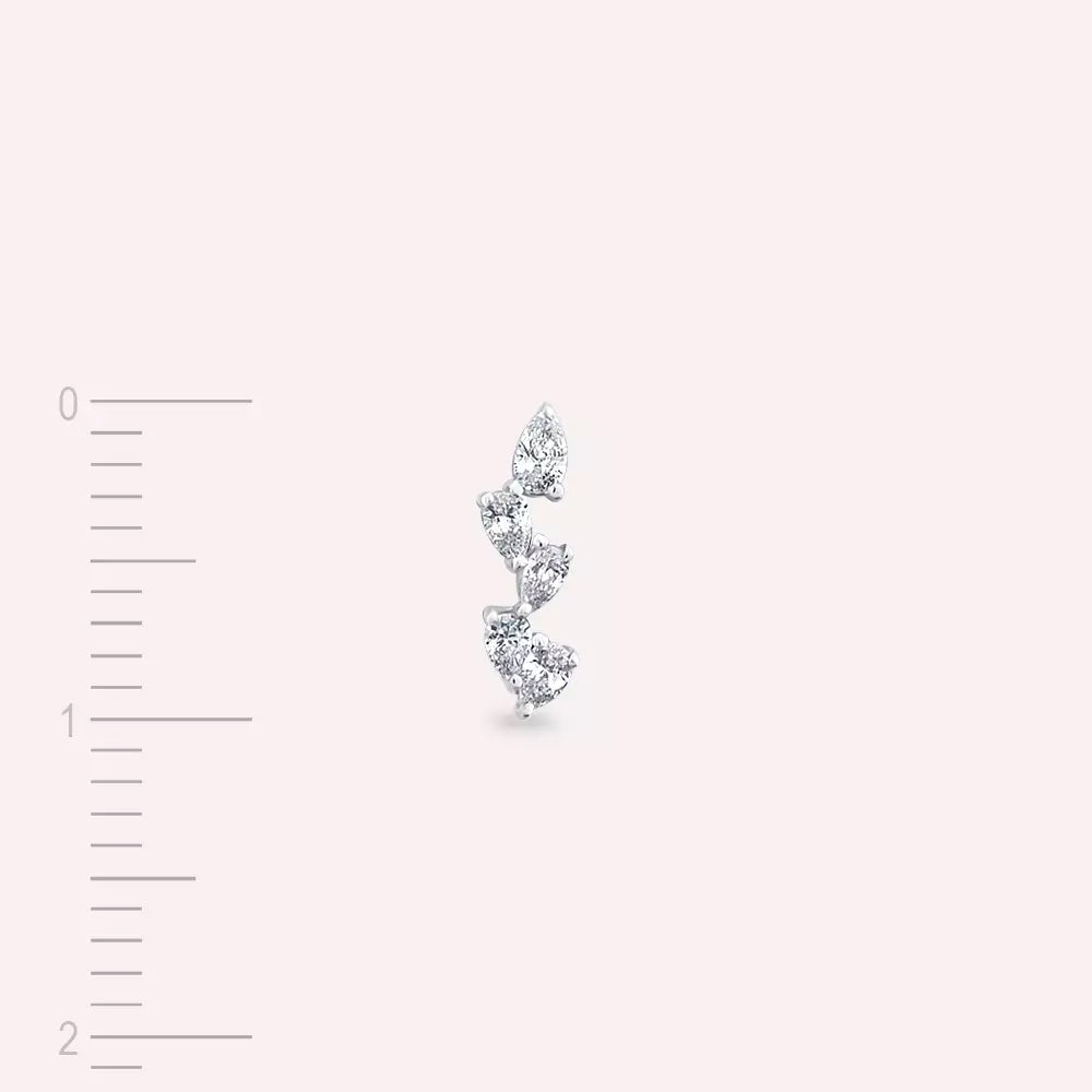 Dainty Diamond White Gold Single Earring