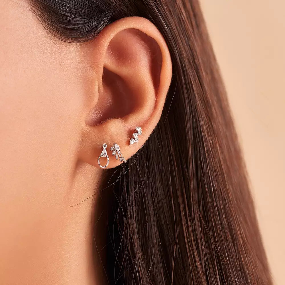 Dainty Diamond White Gold Single Earring