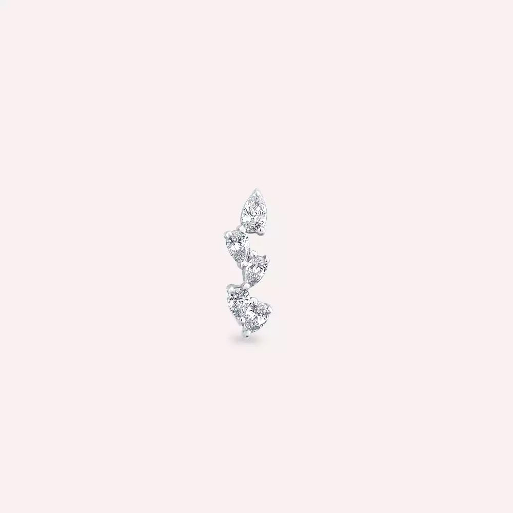 Dainty Diamond White Gold Single Earring