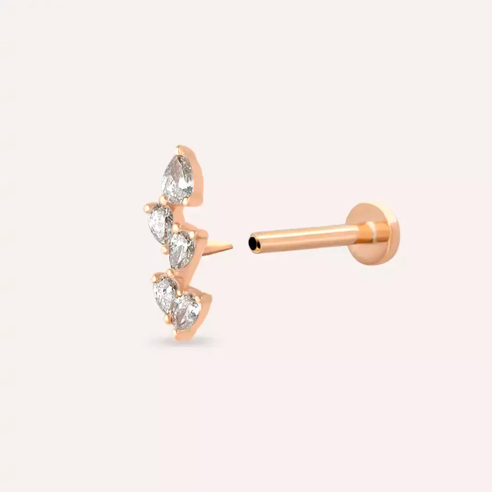 Dainty Diamond-Studded Rose Gold Piercing