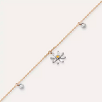 Daisy Orange Sapphire and Baguette Diamond Rose Gold Anklet