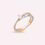 Rose and White Gold Ring with Pear-Cut Diamond