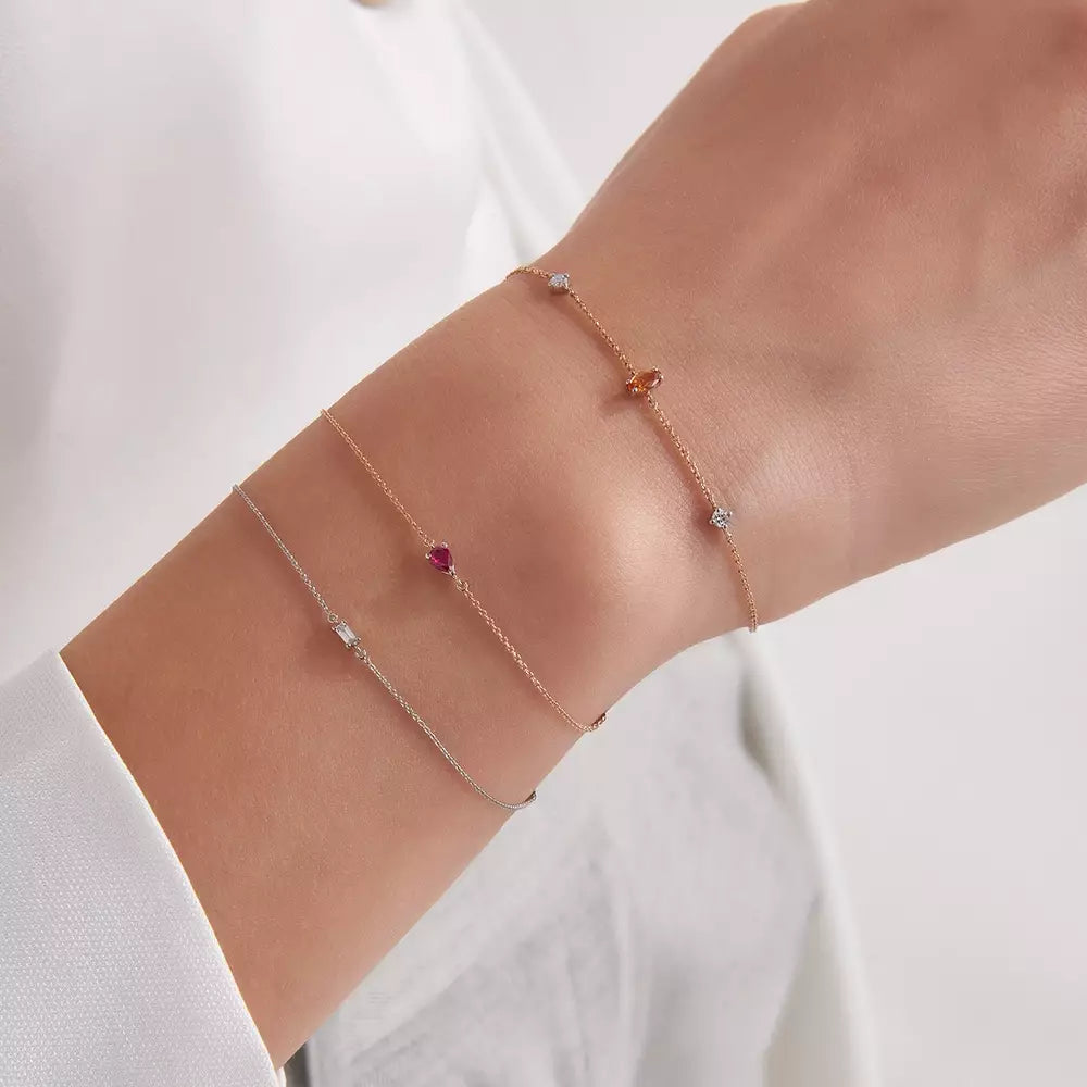 Rose Gold Bracelet with Teardrop Cut Ruby