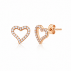 14K Rose Gold Stone Heart Earrings