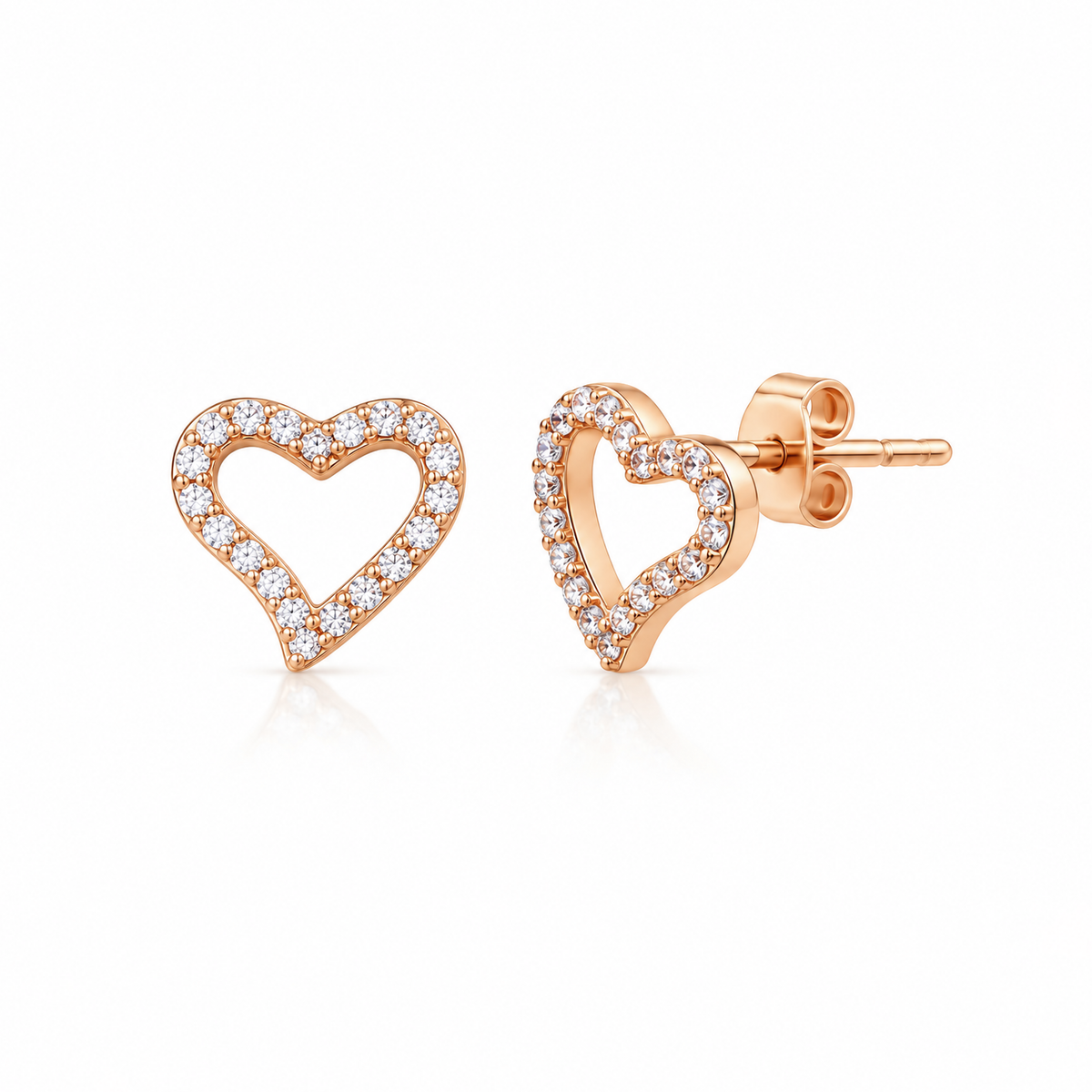14K Rose Gold Stone Heart Earrings