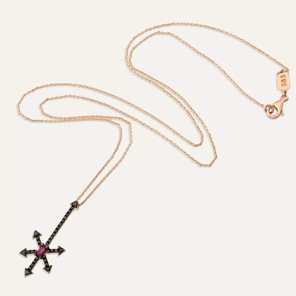 Origin Black Diamond and Ruby Stone Necklace