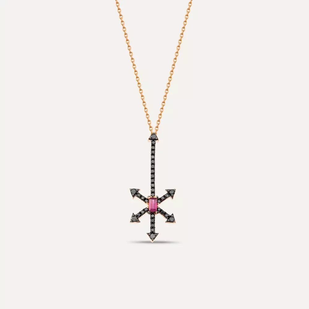 Origin Black Diamond and Ruby Stone Necklace