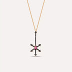 Origin Black Diamond and Ruby Stone Necklace
