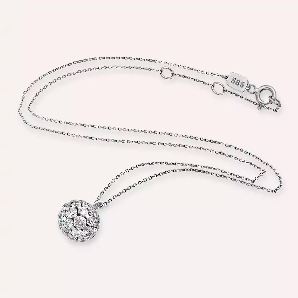 Disco Diamond White Gold Ball Necklace