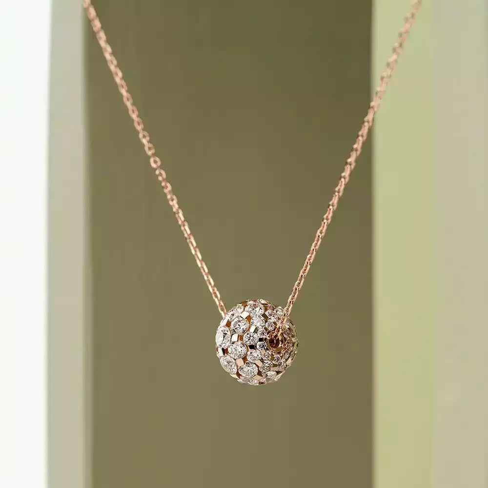 Disco Diamond Rose Gold Ball Necklace