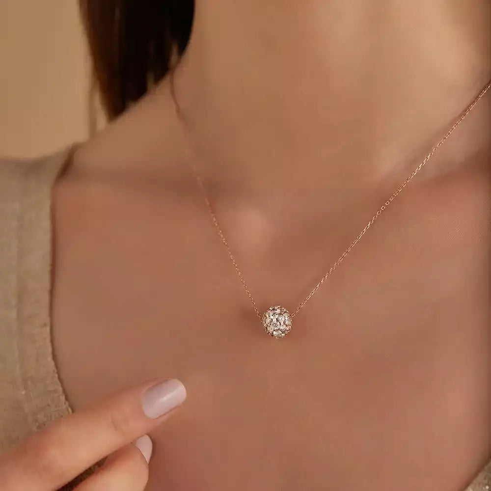 Disco Diamond Rose Gold Ball Necklace