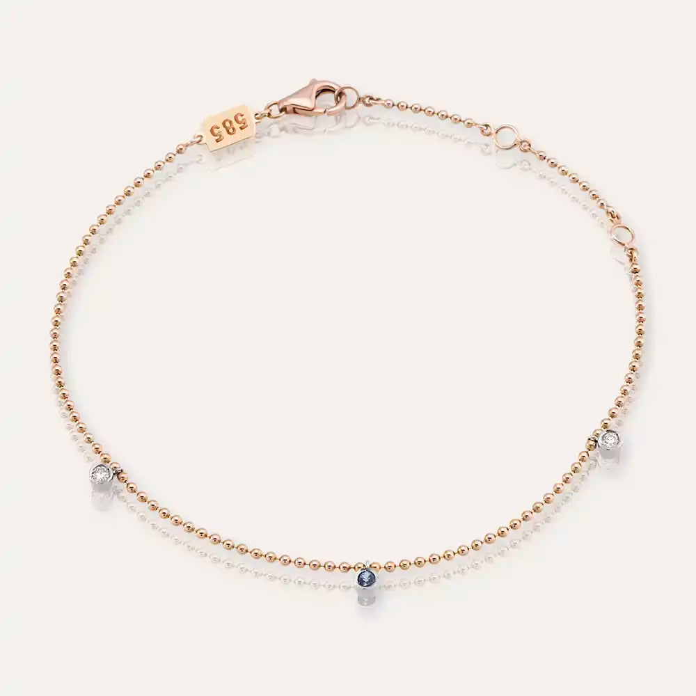 Loop Diamond and Sapphire Rose Gold Bracelet