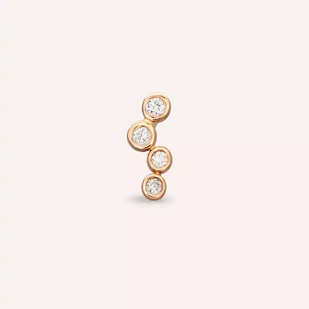 Dots Pırlanta Taşlı Rose Altın Piercing