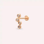 Dots Pırlanta Taşlı Rose Altın Piercing