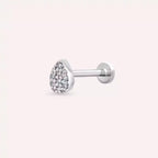 Drip Pırlanta Taşlı Beyaz Altın Piercing