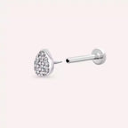 Drip Pırlanta Taşlı Beyaz Altın Piercing