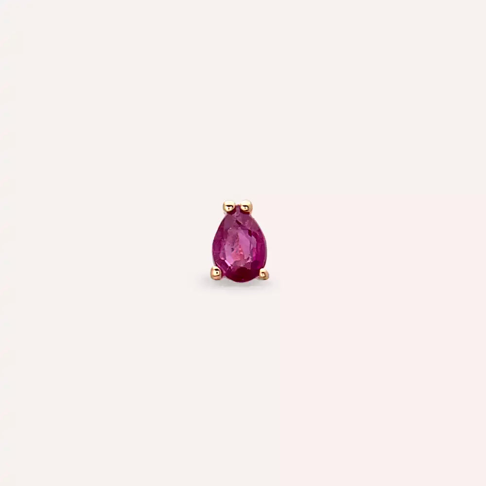 Drip Yakut Taşlı Rose Altın Piercing